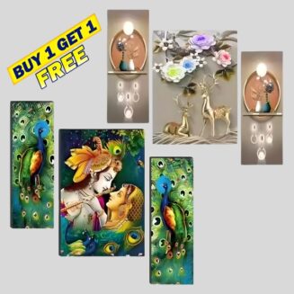 Set Of 3 Radha Krishna Wall Painting