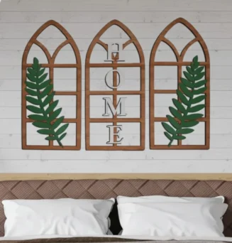 Wooden Arch “HOME” Wall Decor Set (3 Panels)