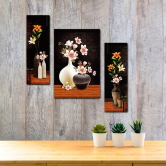 Elegant Vase Floral Wall Painting (Set of 3)