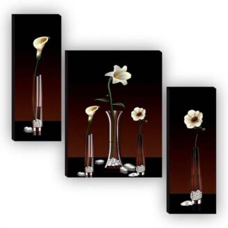 Minimalist White Flower Vase Painting (Set of 3)