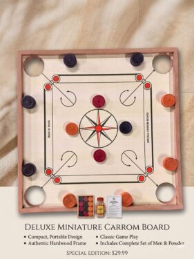18X18 INCH CARROM BAORD WITH 24 COIN SET FOR KIDS UPTO 15 YEARS OLD, GIFT FOR KIDS, WOODEN CARROM BOARD