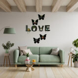 LOVE Wall Shelf with Butterfly Decor