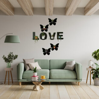 LOVE Wall Shelf with Butterfly Decor