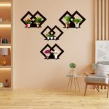 Square Wall Decoration Hanging items living room wooden wall art Pack of 8